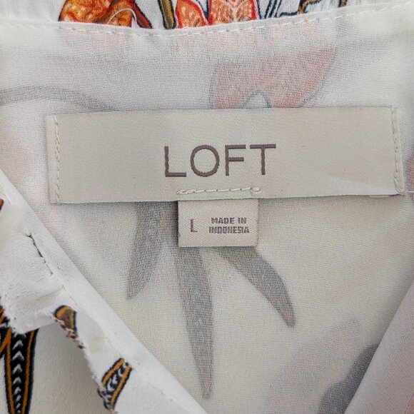 LOFT White Floral Flowy Lined Tank Top - Picture 6 of 7